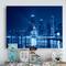 Designart - Blue Chicago Skyline Night - Cityscape Photo Canvas Print
